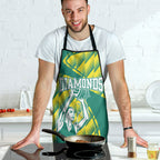 Australian Diamonds Netball Apron Bold Geometric Zigzag Pattern With Athletic Player Graphics