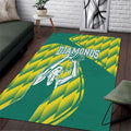 Australian Diamonds Netball Area Rug Bold Geometric Zigzag Pattern With Athletic Player Graphics