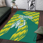 Australian Diamonds Netball Area Rug Bold Geometric Zigzag Pattern With Athletic Player Graphics