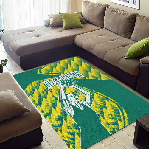 Australian Diamonds Netball Area Rug Bold Geometric Zigzag Pattern With Athletic Player Graphics