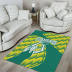 Australian Diamonds Netball Area Rug Bold Geometric Zigzag Pattern With Athletic Player Graphics