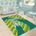 Australian Diamonds Netball Area Rug Bold Geometric Zigzag Pattern With Athletic Player Graphics