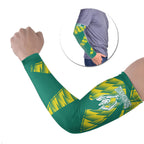 Australian Diamonds Netball Arm Sleeves Bold Geometric Zigzag Pattern With Athletic Player Graphics