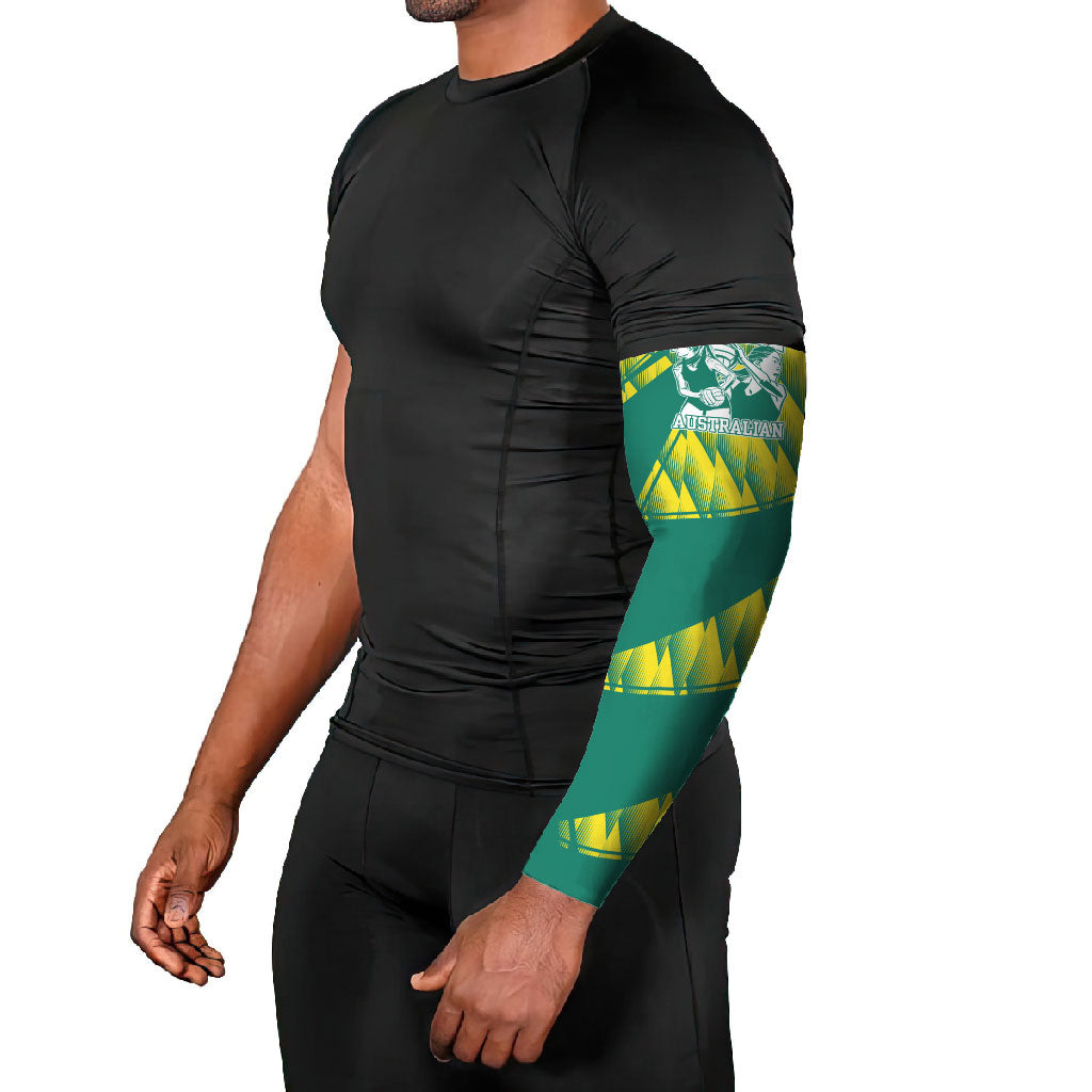 Australian Diamonds Netball Arm Sleeves Bold Geometric Zigzag Pattern With Athletic Player Graphics