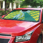 Australian Diamonds Netball Auto Sun Shade Bold Geometric Zigzag Pattern With Athletic Player Graphics