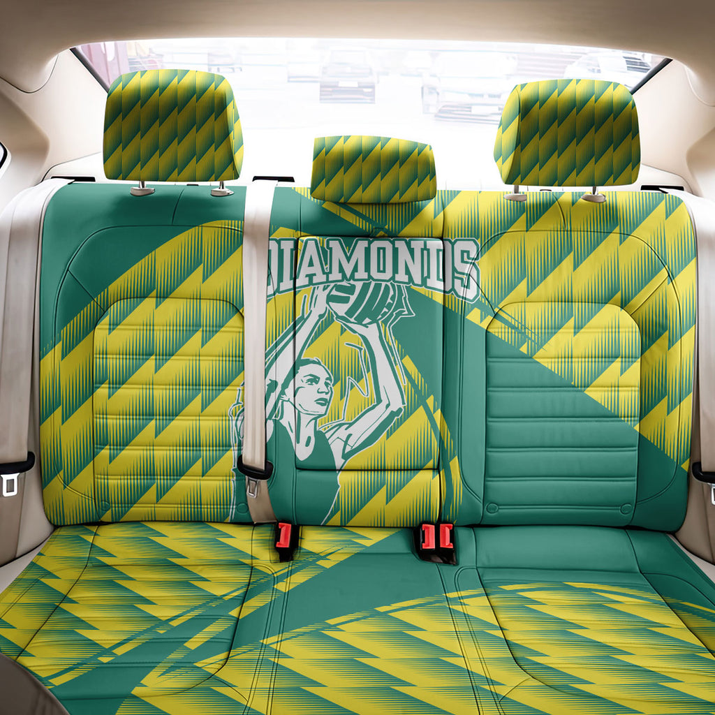 Australian Diamonds Netball Back Car Seat Cover Bold Geometric Zigzag Pattern With Athletic Player Graphics