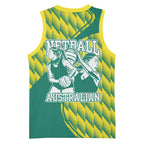 Australian Diamonds Netball Basketball Jersey Bold Geometric Zigzag Pattern With Athletic Player Graphics
