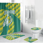 Australian Diamonds Netball Bathroom Set Bold Geometric Zigzag Pattern With Athletic Player Graphics