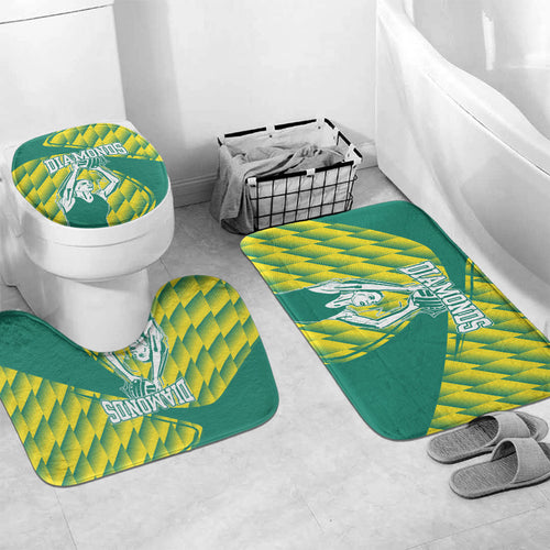 Australian Diamonds Netball Bathroom Set Bold Geometric Zigzag Pattern With Athletic Player Graphics