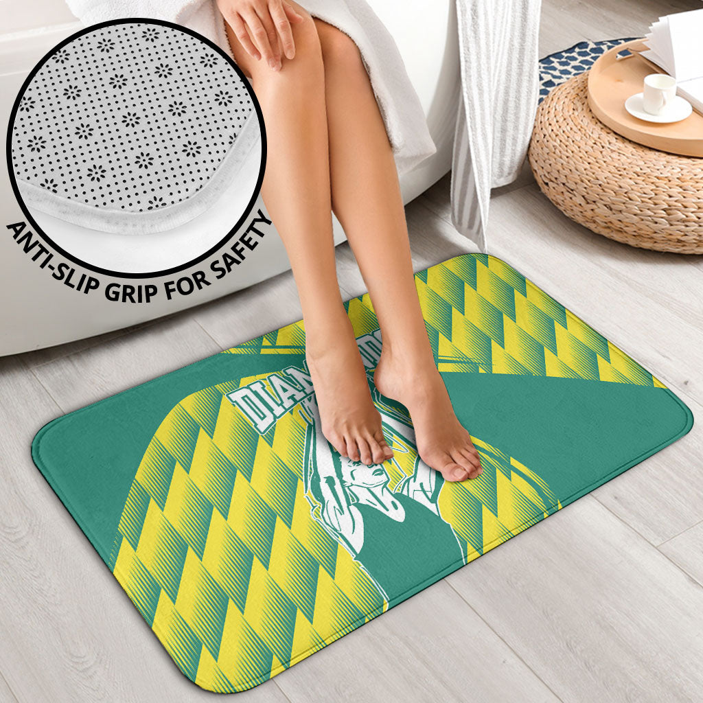 Australian Diamonds Netball Bathroom Set Bold Geometric Zigzag Pattern With Athletic Player Graphics