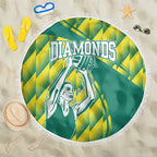 Australian Diamonds Netball Beach Blanket Bold Geometric Zigzag Pattern With Athletic Player Graphics