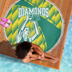 Australian Diamonds Netball Beach Blanket Bold Geometric Zigzag Pattern With Athletic Player Graphics