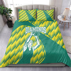 Australian Diamonds Netball Bedding Set Bold Geometric Zigzag Pattern With Athletic Player Graphics