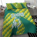 Australian Diamonds Netball Bedding Set Bold Geometric Zigzag Pattern With Athletic Player Graphics