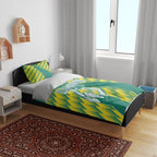 Australian Diamonds Netball Bedding Set Bold Geometric Zigzag Pattern With Athletic Player Graphics