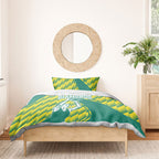 Australian Diamonds Netball Bedding Set Bold Geometric Zigzag Pattern With Athletic Player Graphics