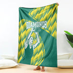 Australian Diamonds Netball Blanket Bold Geometric Zigzag Pattern With Athletic Player Graphics