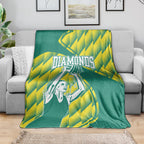 Australian Diamonds Netball Blanket Bold Geometric Zigzag Pattern With Athletic Player Graphics