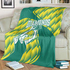 Australian Diamonds Netball Blanket Bold Geometric Zigzag Pattern With Athletic Player Graphics