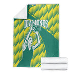 Australian Diamonds Netball Blanket Bold Geometric Zigzag Pattern With Athletic Player Graphics