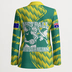 Australian Diamonds Netball Blazer Bold Geometric Zigzag Pattern With Athletic Player Graphics