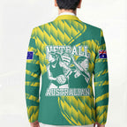 Australian Diamonds Netball Blazer Bold Geometric Zigzag Pattern With Athletic Player Graphics