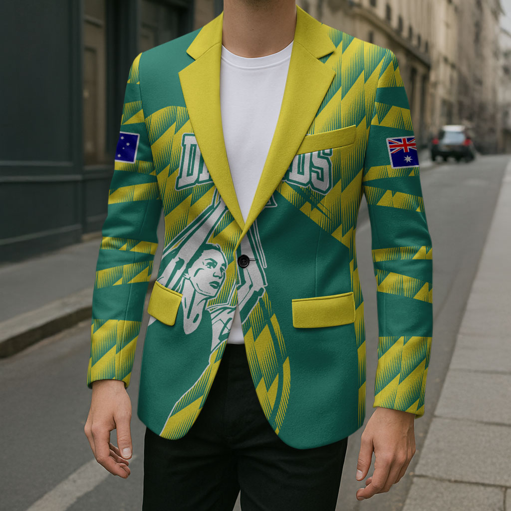 Australian Diamonds Netball Blazer Bold Geometric Zigzag Pattern With Athletic Player Graphics