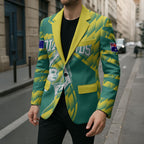 Australian Diamonds Netball Blazer Bold Geometric Zigzag Pattern With Athletic Player Graphics