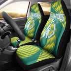 Australian Diamonds Netball Car Seat Cover Bold Geometric Zigzag Pattern With Athletic Player Graphics