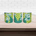 Australian Diamonds Netball Ceramic Mug Bold Geometric Zigzag Pattern With Athletic Player Graphics