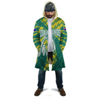 Australian Diamonds Netball Cloak Bold Geometric Zigzag Pattern With Athletic Player Graphics