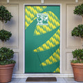 Australian Diamonds Netball Door Cover Bold Geometric Zigzag Pattern With Athletic Player Graphics