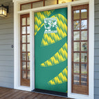 Australian Diamonds Netball Door Cover Bold Geometric Zigzag Pattern With Athletic Player Graphics