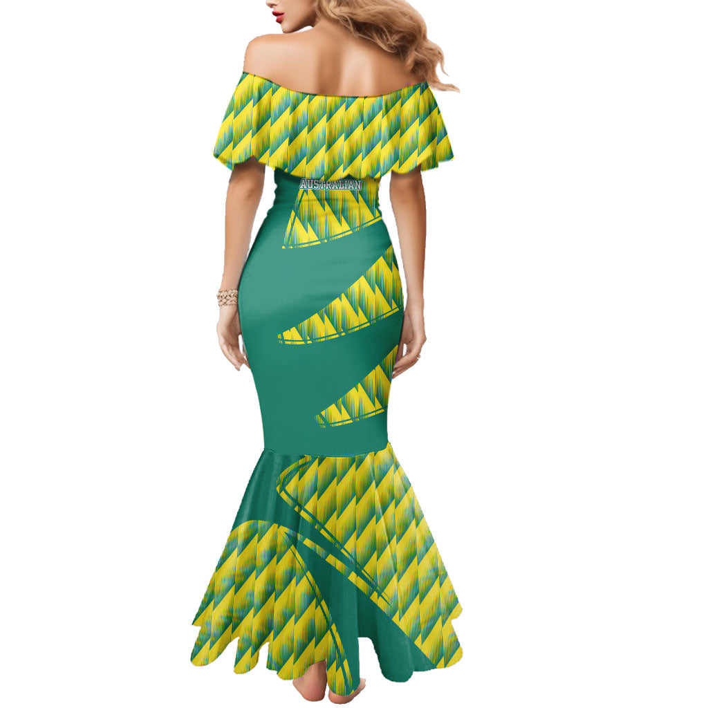 Australian Diamonds Netball Family Matching Mermaid Dress and Hawaiian Shirt Bold Geometric Zigzag Pattern With Athletic Player Graphics