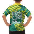 Australian Diamonds Netball Family Matching Off Shoulder Maxi Dress and Hawaiian Shirt Bold Geometric Zigzag Pattern With Athletic Player Graphics