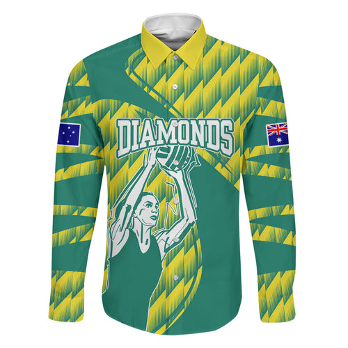 Australian Diamonds Netball Family Matching Off Shoulder Short Dress and Hawaiian Shirt Bold Geometric Zigzag Pattern With Athletic Player Graphics