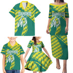Australian Diamonds Netball Family Matching Puletasi and Hawaiian Shirt Bold Geometric Zigzag Pattern With Athletic Player Graphics