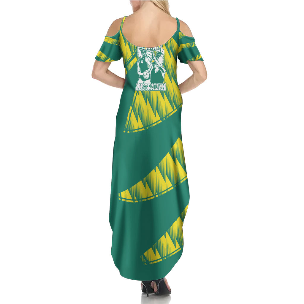 Australian Diamonds Netball Family Matching Summer Maxi Dress and Hawaiian Shirt Bold Geometric Zigzag Pattern With Athletic Player Graphics
