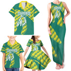 Australian Diamonds Netball Family Matching Tank Maxi Dress and Hawaiian Shirt Bold Geometric Zigzag Pattern With Athletic Player Graphics