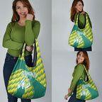Australian Diamonds Netball Grocery Bag Bold Geometric Zigzag Pattern With Athletic Player Graphics