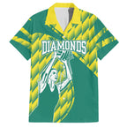 Australian Diamonds Netball Hawaiian Shirt Bold Geometric Zigzag Pattern With Athletic Player Graphics