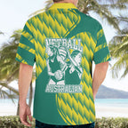 Australian Diamonds Netball Hawaiian Shirt Bold Geometric Zigzag Pattern With Athletic Player Graphics