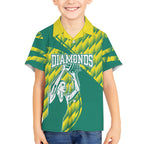 Australian Diamonds Netball Hawaiian Shirt Bold Geometric Zigzag Pattern With Athletic Player Graphics