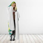 Australian Diamonds Netball Hooded Blanket Bold Geometric Zigzag Pattern With Athletic Player Graphics