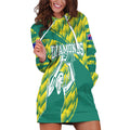 Australian Diamonds Netball Hoodie Dress Bold Geometric Zigzag Pattern With Athletic Player Graphics