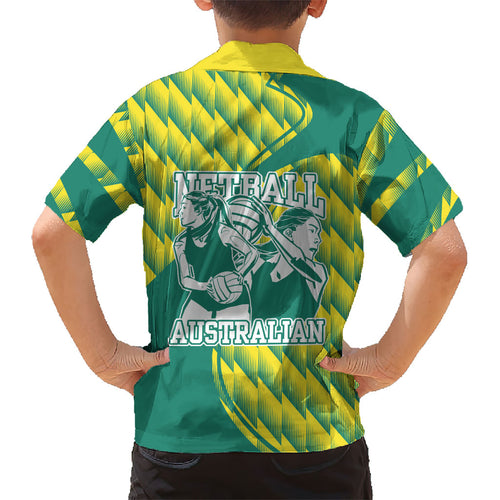 Australian Diamonds Netball Kid Hawaiian Shirt Bold Geometric Zigzag Pattern With Athletic Player Graphics