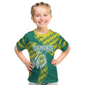 Australian Diamonds Netball Kid T Shirt Bold Geometric Zigzag Pattern With Athletic Player Graphics