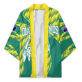 Australian Diamonds Netball Kimono Bold Geometric Zigzag Pattern With Athletic Player Graphics