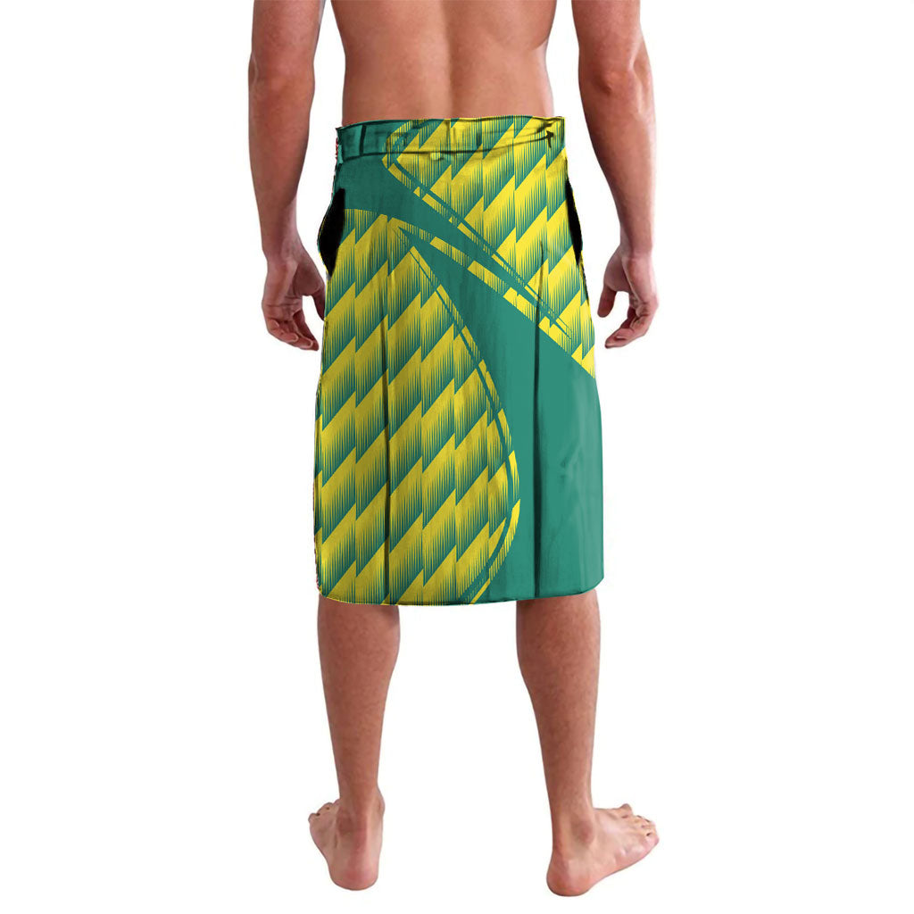 Australian Diamonds Netball Lavalava Bold Geometric Zigzag Pattern With Athletic Player Graphics