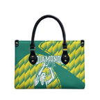 Australian Diamonds Netball Leather Bag Bold Geometric Zigzag Pattern With Athletic Player Graphics